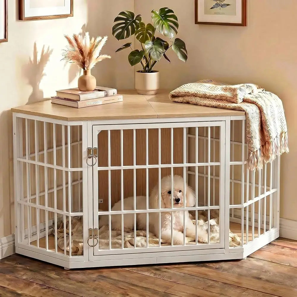 Dog Crate Furniture 52 Inch Wooden Dog Kennel Furniture, End Table Dog Crate or Large Dogs, Indoor Pet Crates Side Table or Dogs