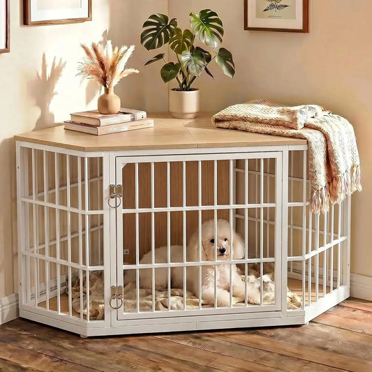 Dog Crate Furniture 52 Inch Wooden Dog Kennel Furniture, End Table Dog Crate or Large Dogs, Indoor Pet Crates Side Table or Dogs