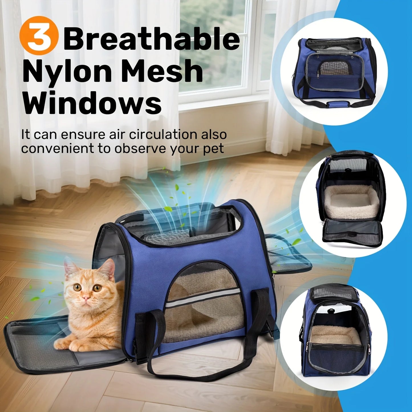 Carriers for Small Dogs and Cats, Secure Zipper Anti-Escape Pet Carrier Backpack | Spacious Ventilated Foldable Cat/Dog Travel Bag | Car & Airline Approved Collapsible Cage with Breathable Design
