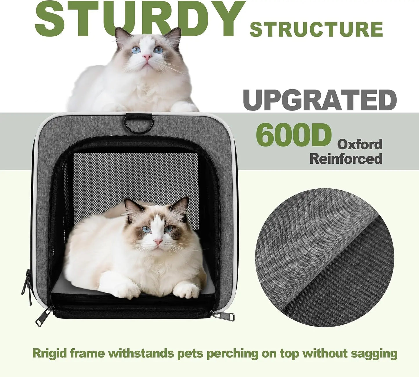 Soft Pet Carrier Bag 18x11x11 Top Load Travel Crate for Dogs, Puppies and Other Animals Under 25 lbs with Escape-Proof Zippers