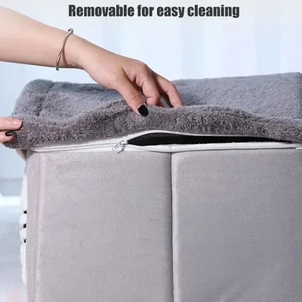 Indoor Warm Soft Pet House Bed Tent & Kennel for Small Dogs, All-Season Use with Removable Washable Cushion