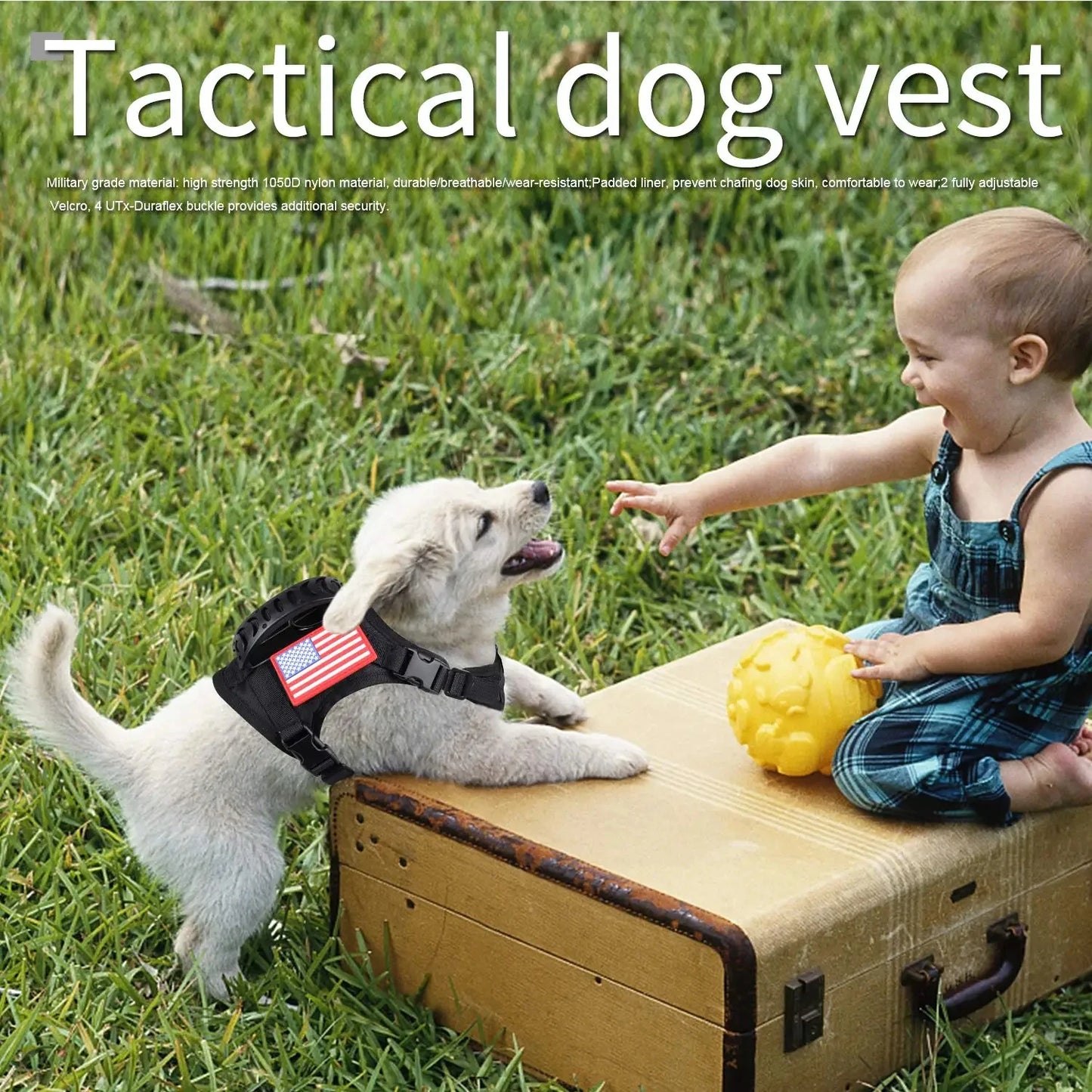 Tactical Puppy Harness Leash Set For Small Dogs, Adjustable Harnesses Vest For Training Walking Military Dog Accessories
