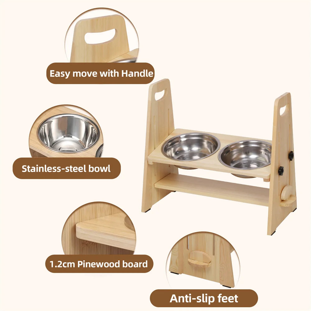 Height Adjustable Elevated Dog Bowls Tall Raised Feeder Stand Dog Food Water Bowl Feeder Station for Small, Medium and Large Dogs