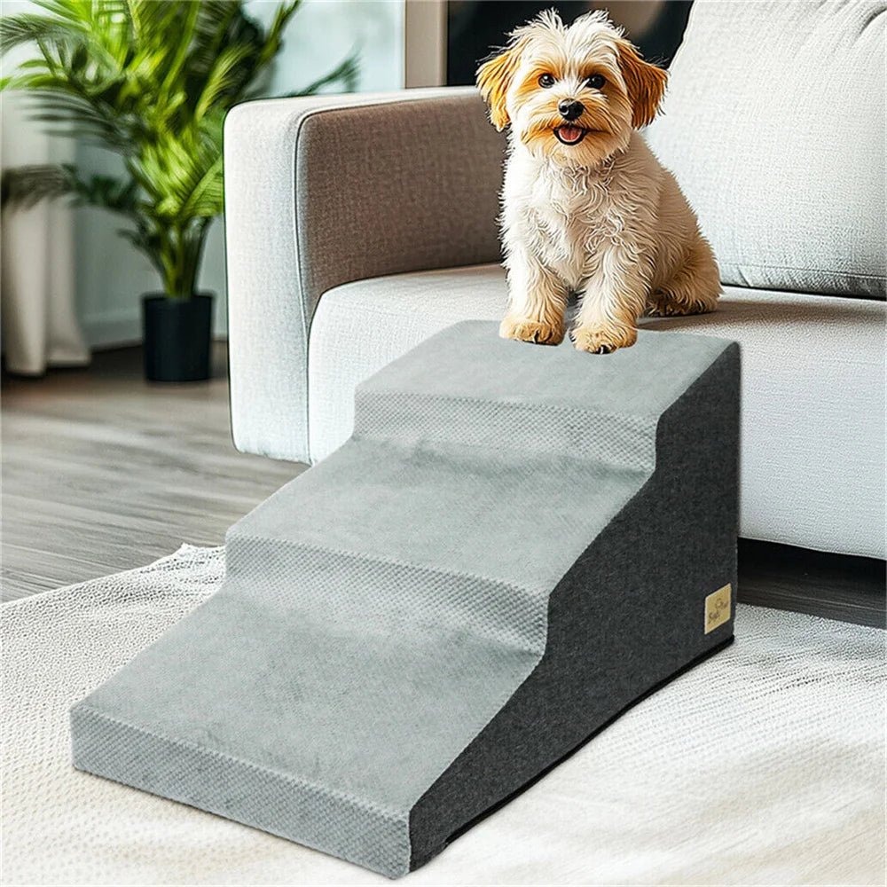 Small Dog Stairs, Ramp, Ladder High-Density Foam Sponge Dogs Sofa Removable and Washable Training Pet Ramp Stairs 3/4/5 Steps