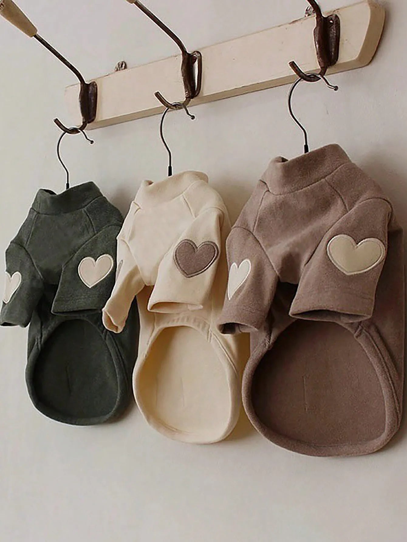Soft Fleece Pet Hoodie with Heart Patch Design for Small Dogs
