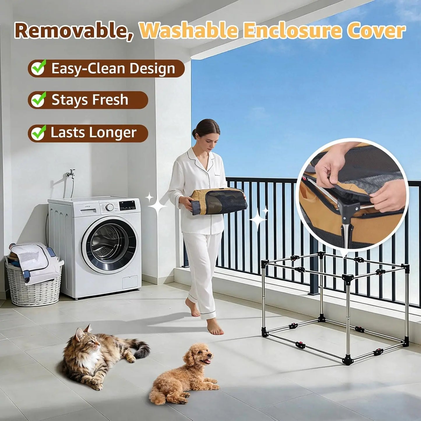 Foldable Pet Playpen for Small Dogs & Cats - Indoor/Outdoor Portable Crate with Washable Fabric, Sturdy Steel Frame