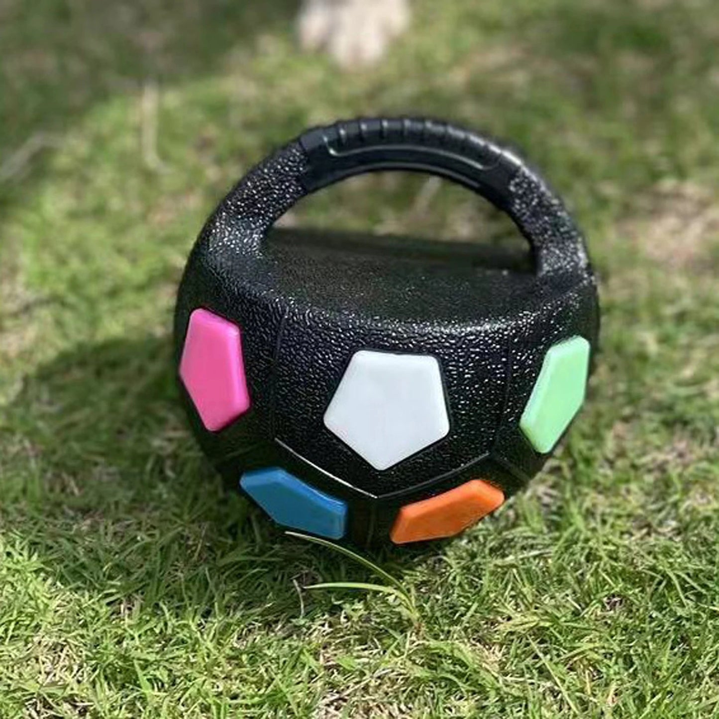 Dog Calming Ball with Handle Football Shape Interactive Squeaky Toy for Small Medium Large Breeds