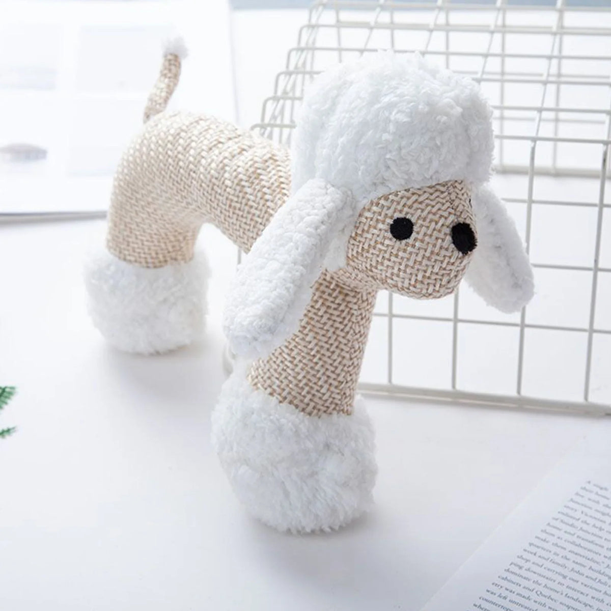Interactive Squeak Puppy Toy Wear Resist Cute Animal Shape Plush Linen Toy Dogs Accompanying Puppy Doll for Small Large Dogs
