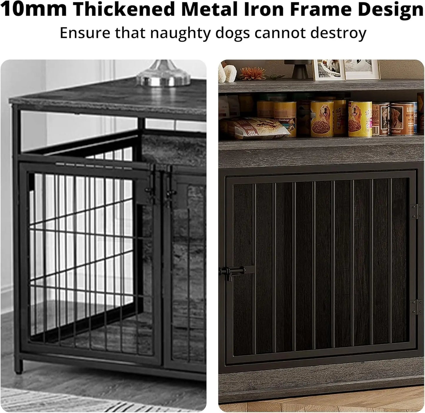 44" Corner Dog Crate with 2-Tier Shelves, Wooden Kennel Furniture for TV Stand, Indoor Pet Enclosure for Small Dogs and Medium Dogs