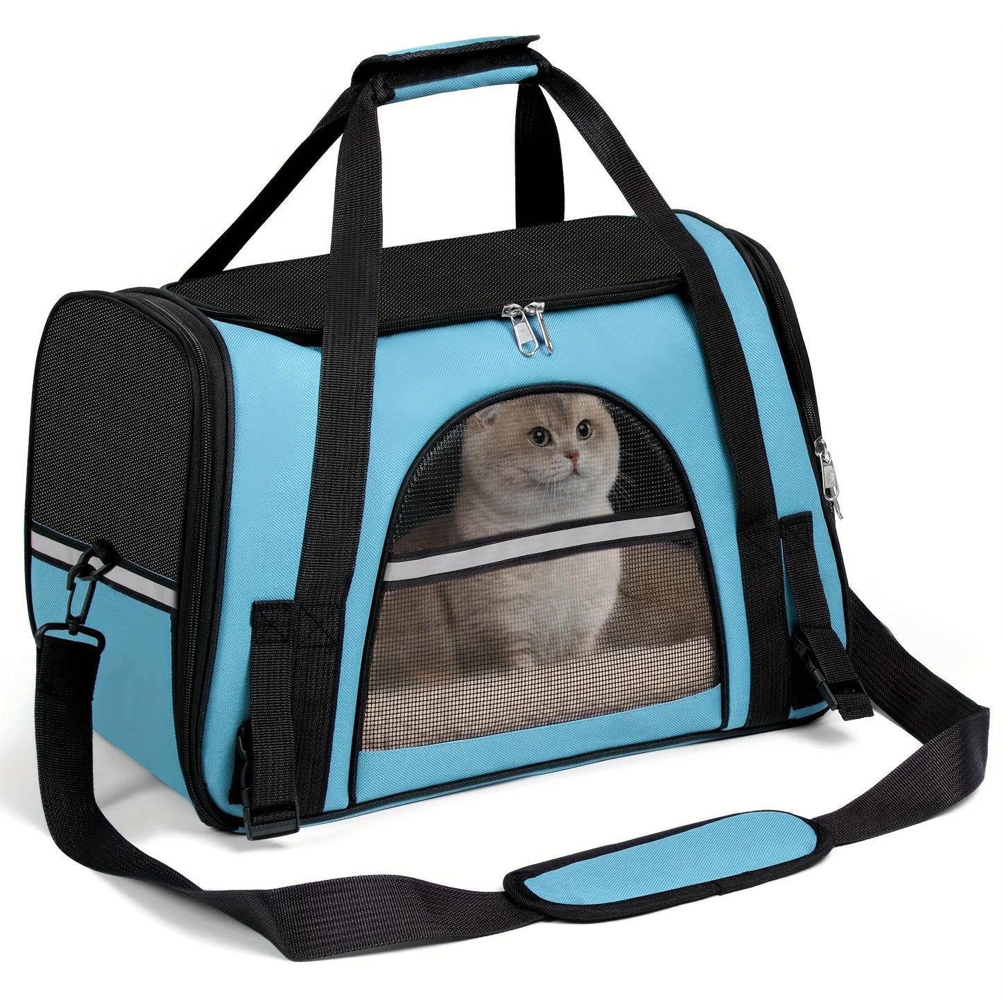 Carriers for Small Dogs and Cats, Secure Zipper Anti-Escape Pet Carrier Backpack | Spacious Ventilated Foldable Cat/Dog Travel Bag | Car & Airline Approved Collapsible Cage with Breathable Design
