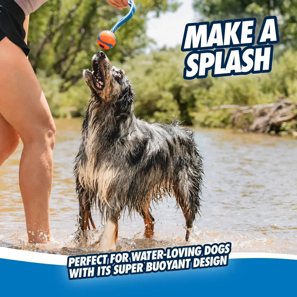Dog Tug Toy with Ball and Pull Strap Interactive Chew Toy for Aggressive Chewers All Sized Dogs Tough Durable Rubber Ball for Tug of War Fetch Outdoor Play Teeth Cleaning
