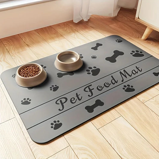 Absorbent Placemat For Dogs, Pet Feeding Mat For Food And Water Bowls, Waterproof Rubber Backing Quick Dry Water Dispenser Mat
