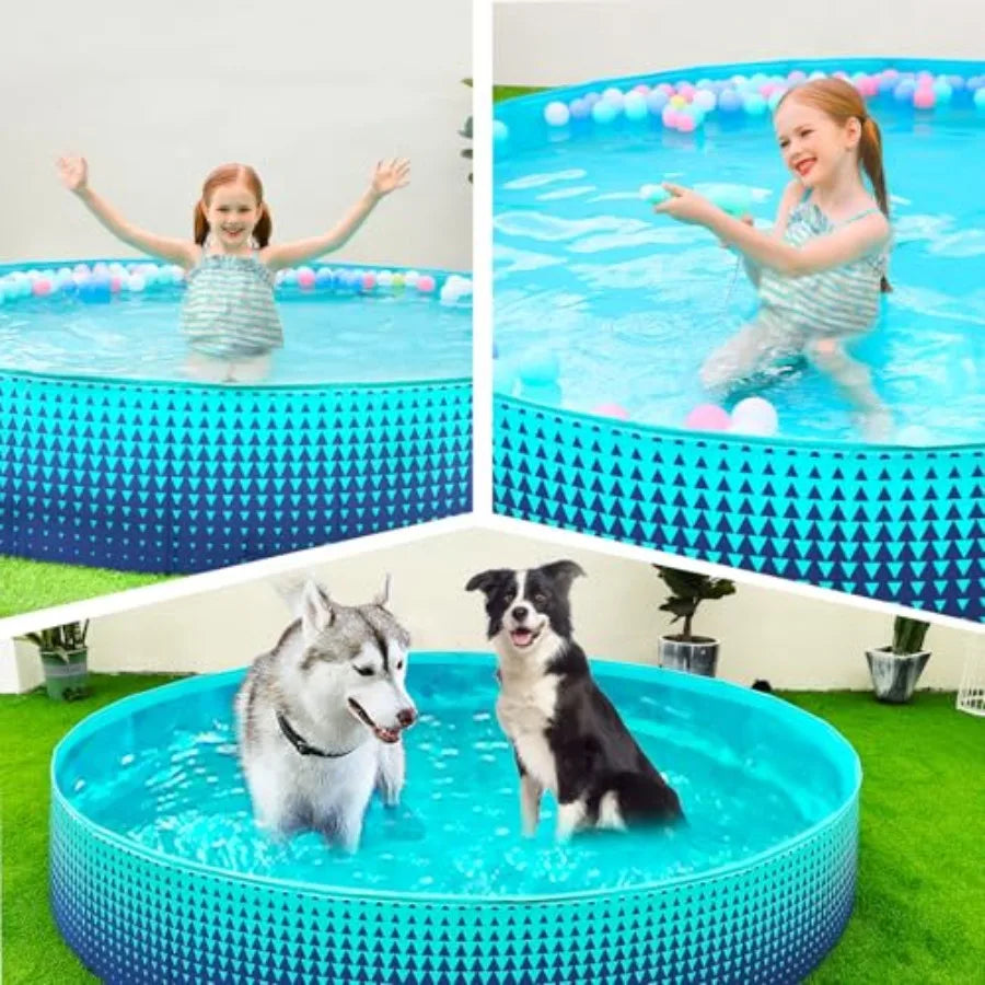 Foldable Dog Kiddie Pool - Hard Plastic Paddling Pool Toddler Baby Swimming Pools for Backyard Collapsible Whelping Box Pet Dog