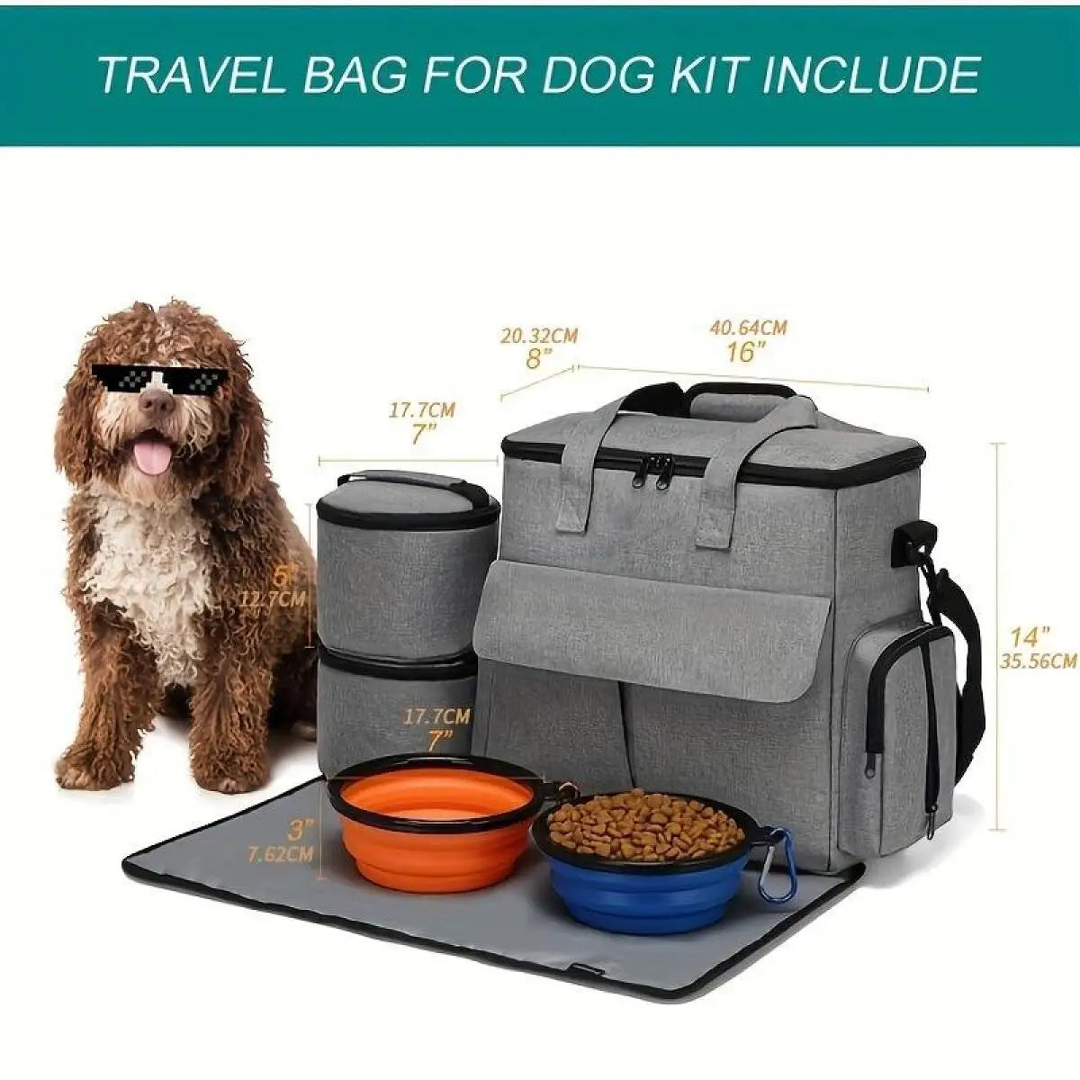 Travel Bag Set Airline Approved Dog Travel Organizer Weekend Tote Multi Function Pockets Supplies Bowls Containers