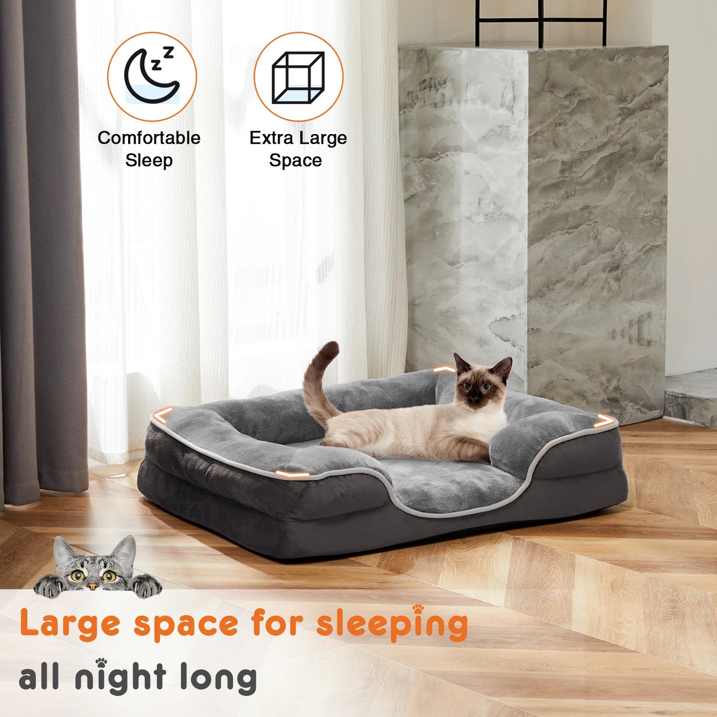 Orthopedic Dog Bed Memory Foam Pet Bed for Small Dogs with Washable Removable Cover Non-Slip Base Waterproof Liner