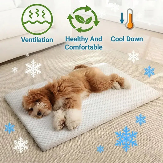 Sponge Cooling Dog Bed, Thick Padding Comfortable Cool Breathable Dog Nest, Non-Slip And Washable Cooling Small Dog Bed, Suitable For All Seasons