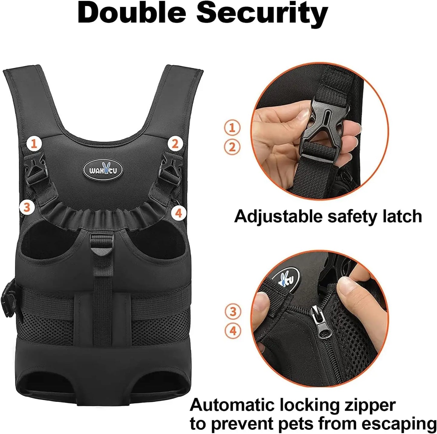 Dog Front Carrier Backpack for Small Dogs, Legs Out Pet Sling with Adjustable Padded Shoulder Straps, Easy-Fit for Travel Hiking Camping