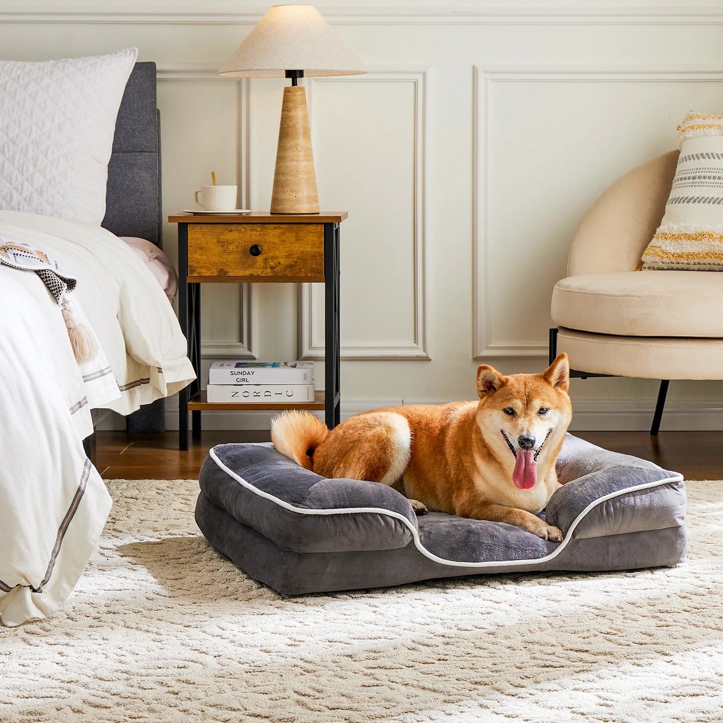 Orthopedic Dog Bed Memory Foam Pet Bed for Small Dogs with Washable Removable Cover Non-Slip Base Waterproof Liner