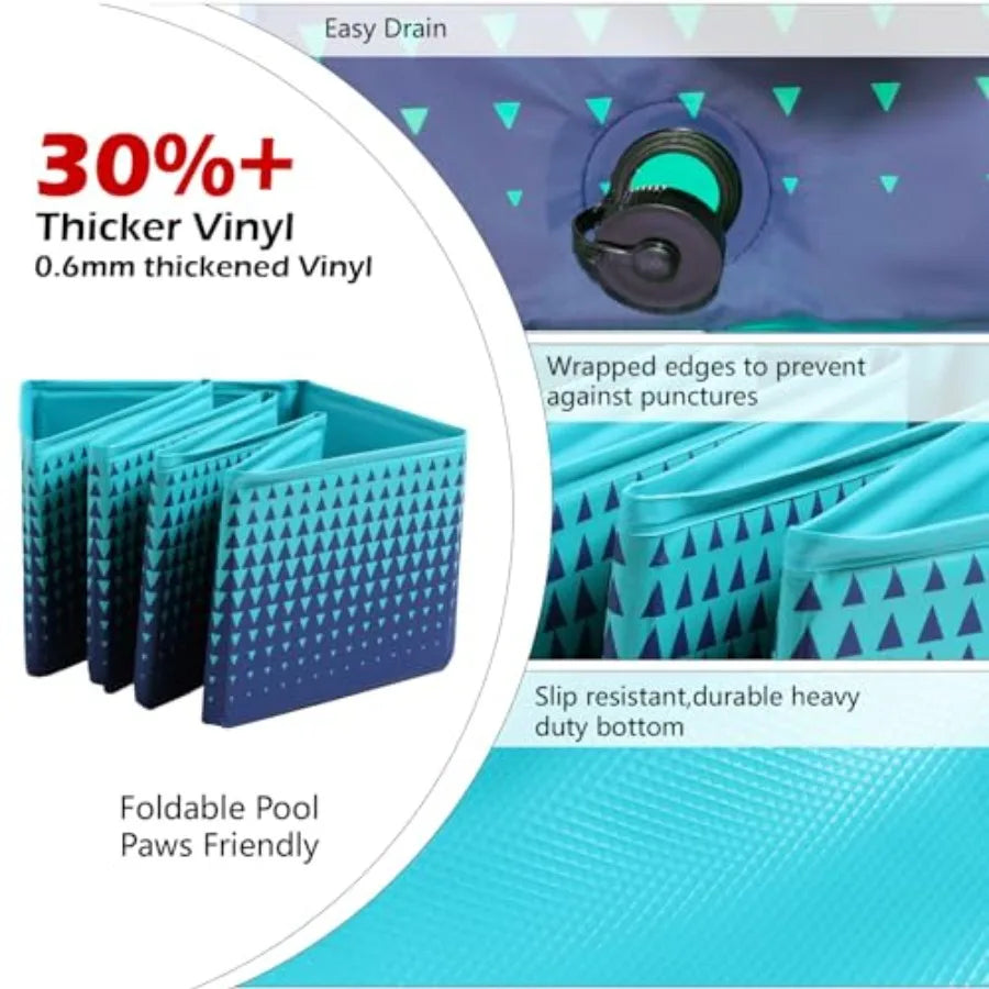 Foldable Dog Kiddie Pool - Hard Plastic Paddling Pool Toddler Baby Swimming Pools for Backyard Collapsible Whelping Box Pet Dog
