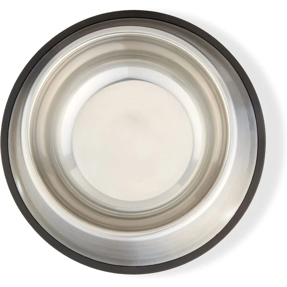 Stainless steel non-slip dog water/food bowls, 2-pack (10 x 2.8 inches), each with a capacity of up to 38 ounces.