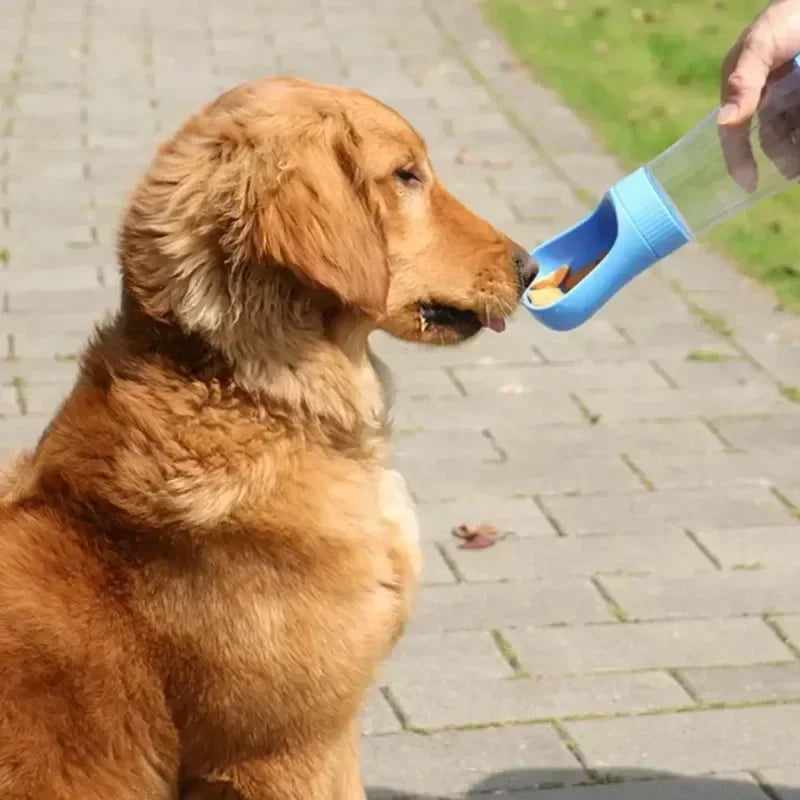 Portable Dog Water Bottle 320ML With Food Container Travel 2 in 1 Pet Water Dispenser For Small, Medium, and Large Dogs Drinking Bowls