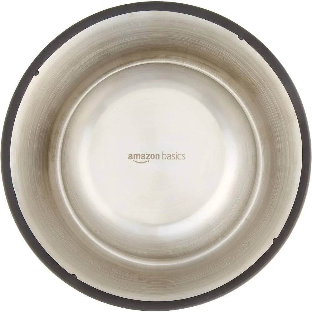 Stainless steel non-slip dog water/food bowls, 2-pack (10 x 2.8 inches), each with a capacity of up to 38 ounces.