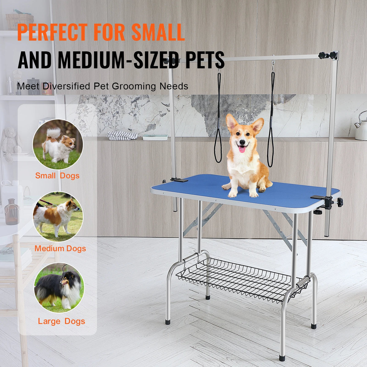 Pet Grooming Table Two Arms with Clamp Dog Station Foldable Pets Stand for Small Dogs with Grooming Loop