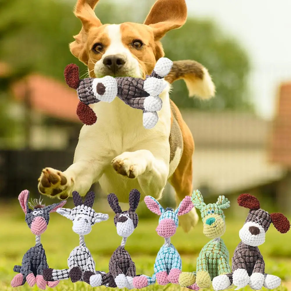 Plush Squeaky Puppy Chew Toys Teething Training Dog Toys for Small Dogs Cute Donkey or Bunny Designs