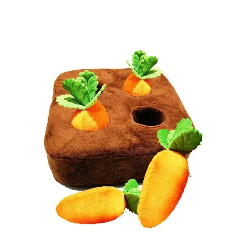 Innovative Dog Toys Snuffle Mat for Small Dogs Plush Carrot Toy Mat Plush Vegetable Field with 6 Pull Carrot Interactive Toys