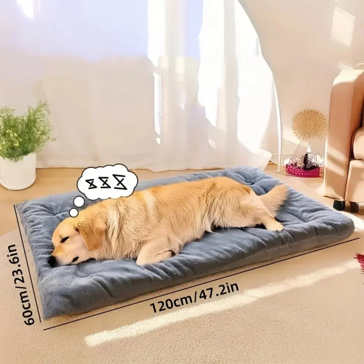 All Season Thickened Plush Dog Bed - Spacious Anti-Slip Pet Sofa for Small and Medium Dogs - Super Soft Washable Polyester