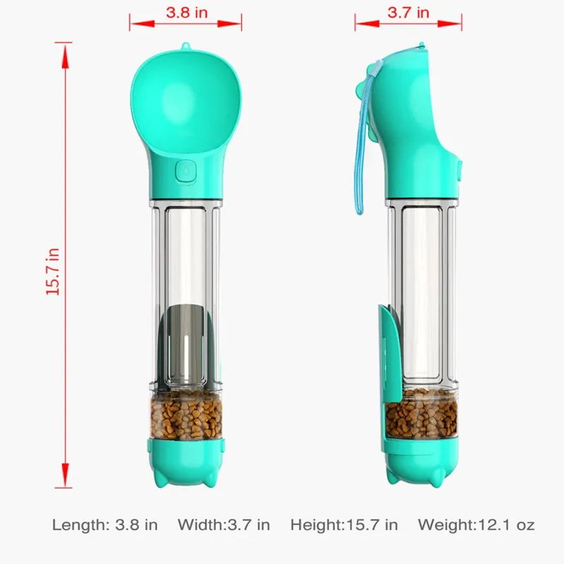 300ml Dog Water Bottle 4 in 1 Portable Pet Water Bowl Dispenser with Dog Whistle, Pet Travel Water Cup with Food Container