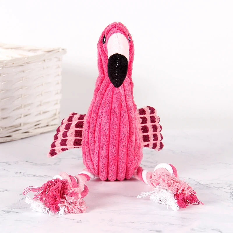Plush Flamingo Pet Squeaky Toys for Small Dogs Clean Teeth Puppy Dog Chew Toy Squeak Pets Accessories Dog Supplies Octopus Chick