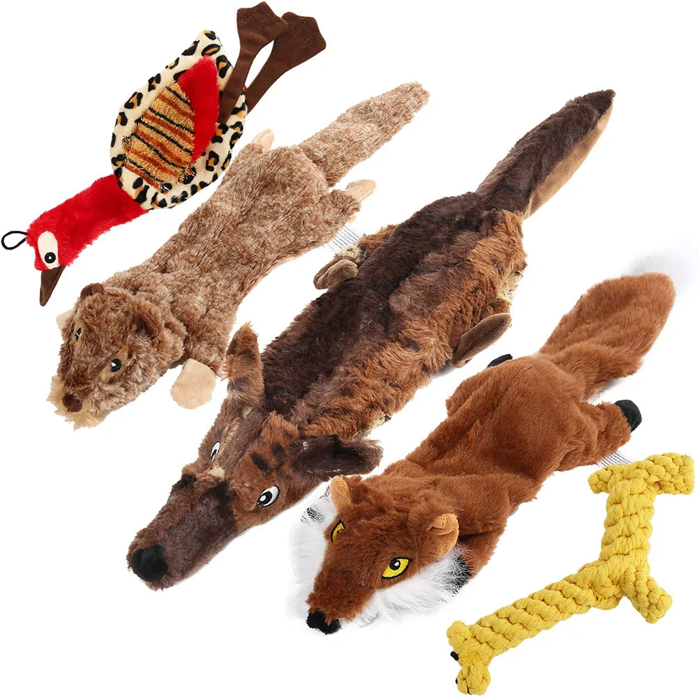 5 Piece Crinkle Dog Squeaky Toys, Durable Plush Dog Toys, No Stuffing Dog Toys for Small Medium and Large Dogs