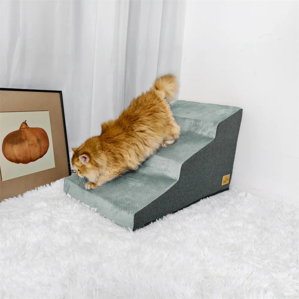 Small Dog Stairs, Ramp, Ladder High-Density Foam Sponge Dogs Sofa Removable and Washable Training Pet Ramp Stairs 3/4/5 Steps