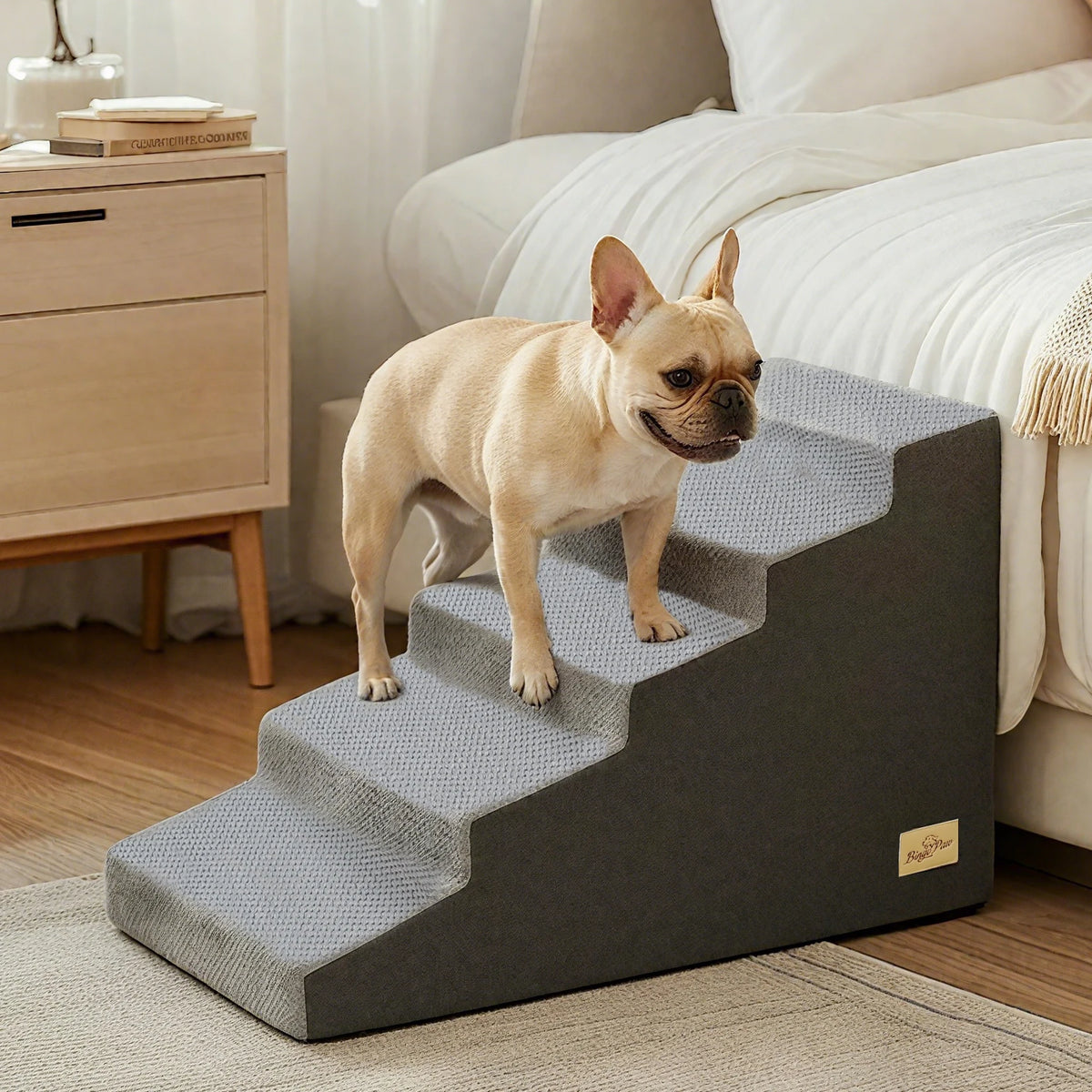 Small Dog Stairs, Ramp, Ladder High-Density Foam Sponge Dogs Sofa Removable and Washable Training Pet Ramp Stairs 3/4/5 Steps