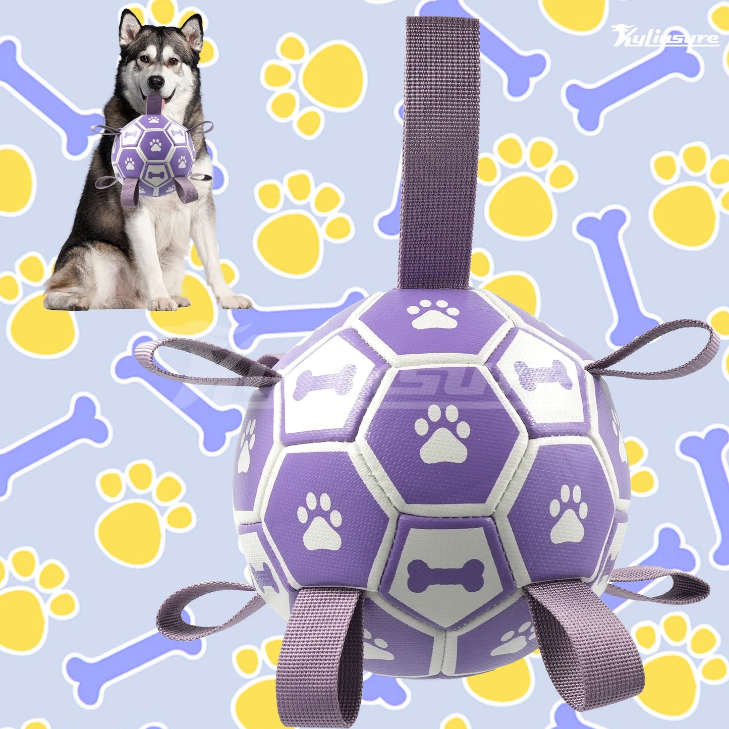 Small Dog Toy Soccer Ball with Straps, Interactive Dog Toys for Tug of War, Puppy Birthday Gifts, Water Toy, Durable Dog Balls