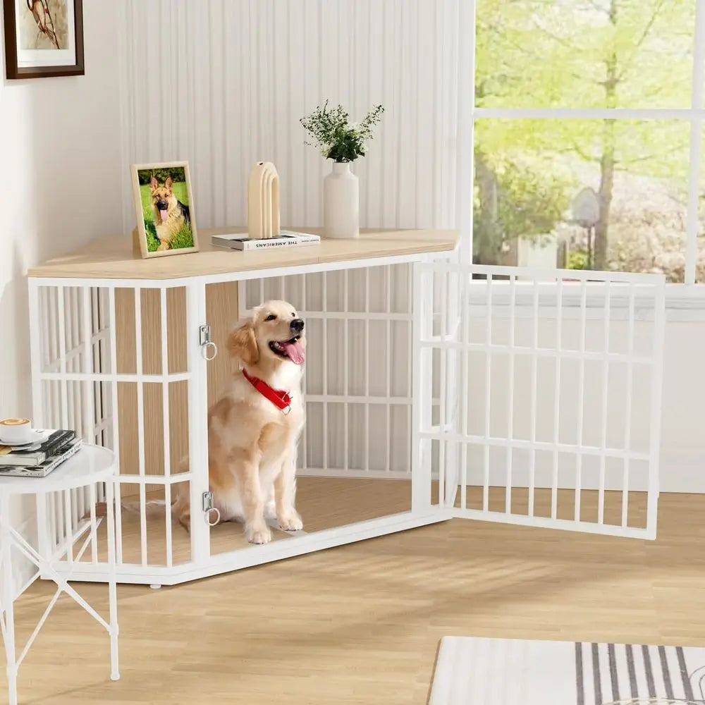 Dog Crate Furniture 52 Inch Wooden Dog Kennel Furniture, End Table Dog Crate or Large Dogs, Indoor Pet Crates Side Table or Dogs