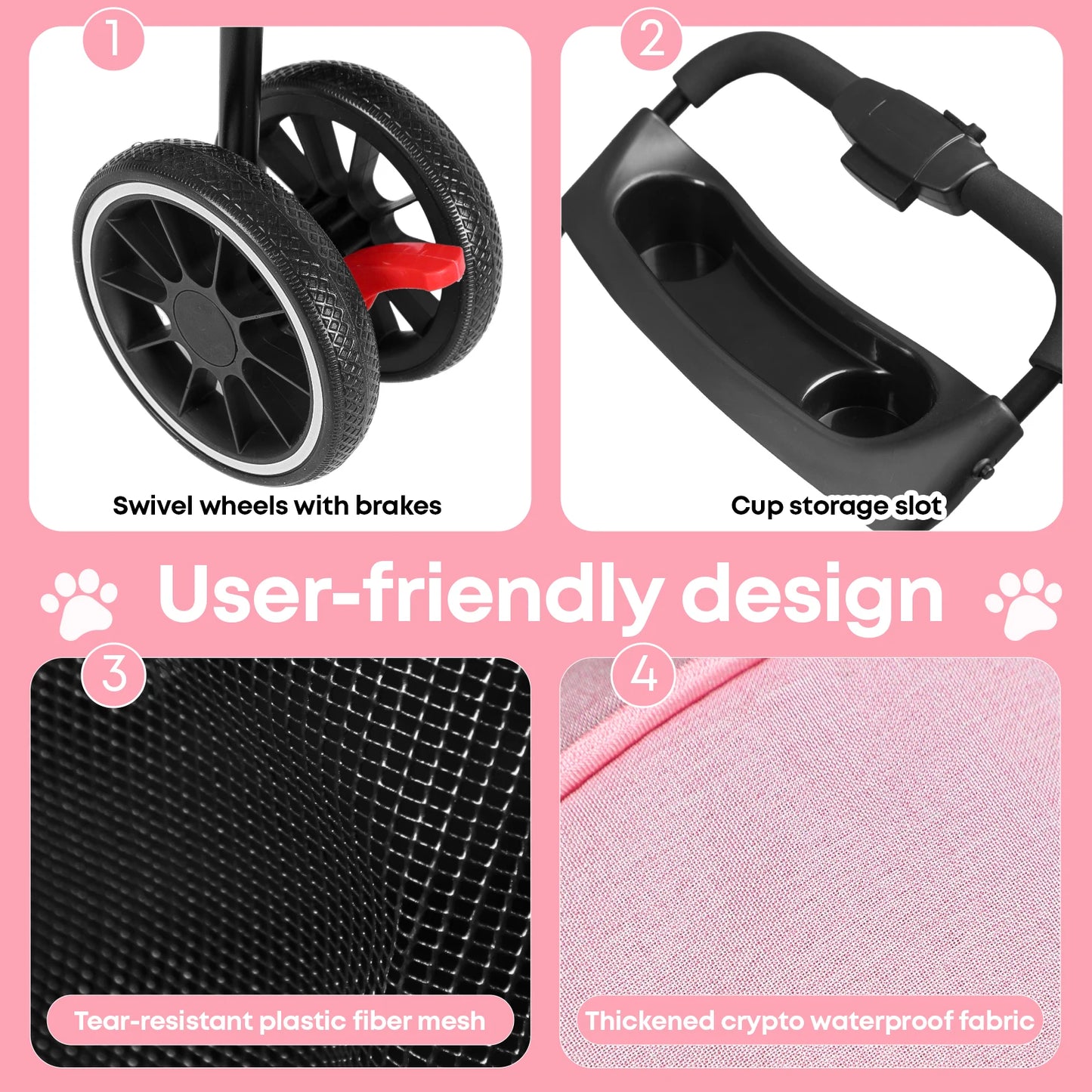 Pet Stroller For Small Dogs, Travel Portable Dog Stroller, Foldable Dog Carrier Strolling