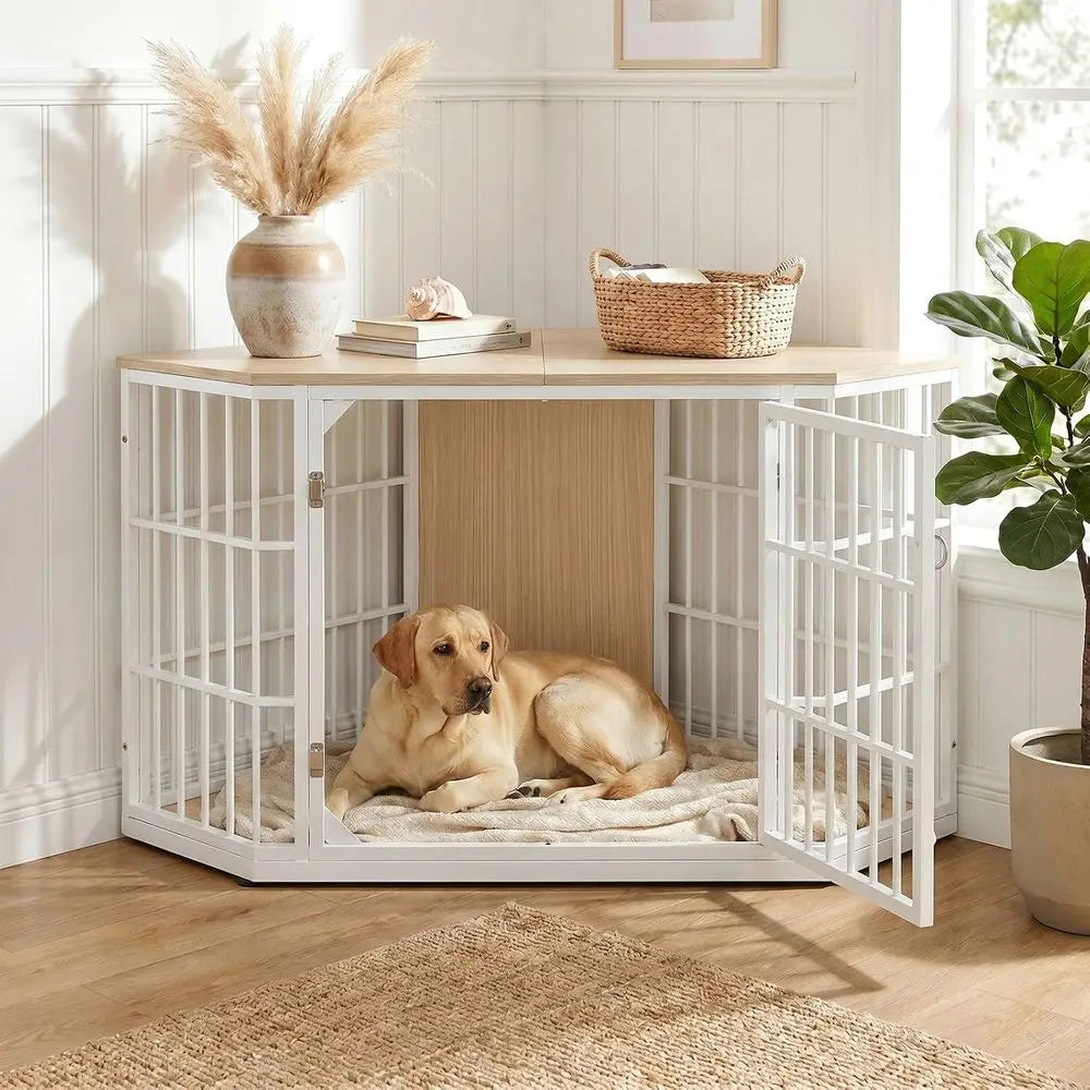 Dog Crate Furniture 52 Inch Wooden Dog Kennel Furniture, End Table Dog Crate or Large Dogs, Indoor Pet Crates Side Table or Dogs