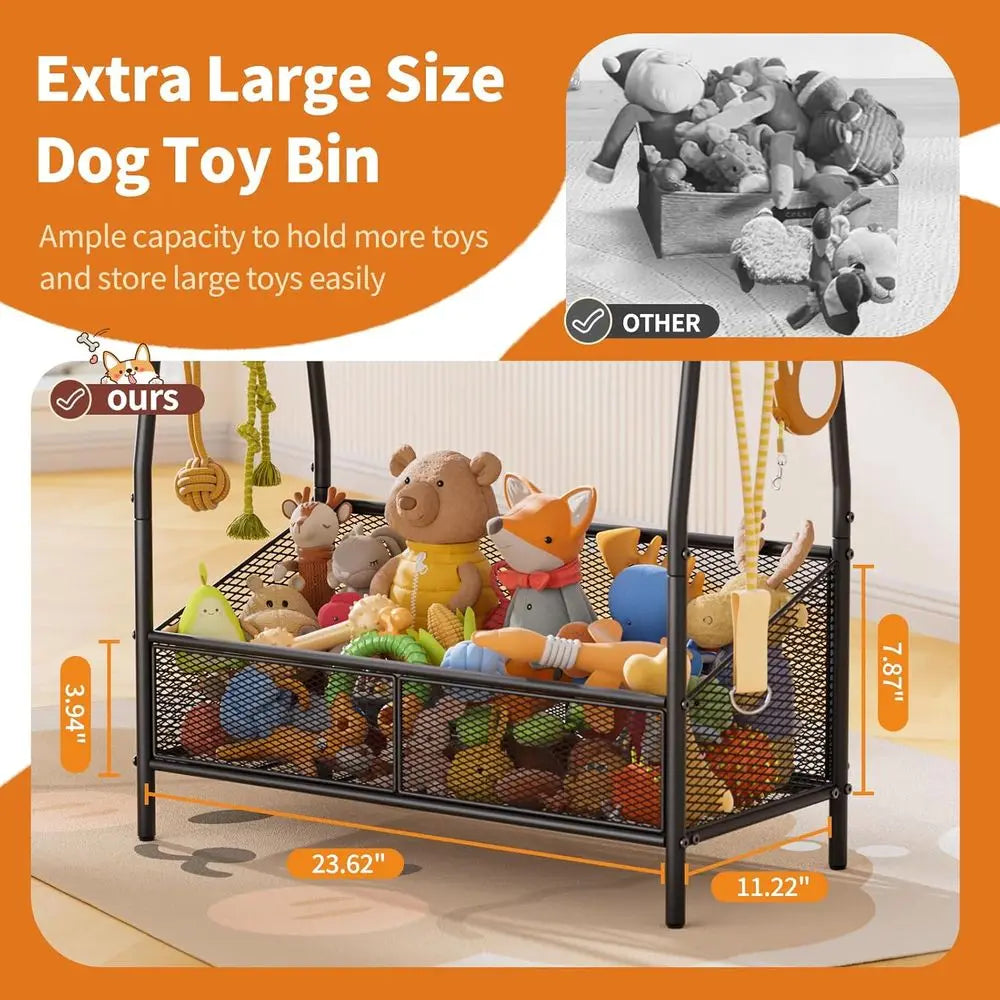 Large Dogs Toy Bin with Storage Organizer, Chew-Resistant Toy Box for Dog Supplies, Pet Toy Box and Storage