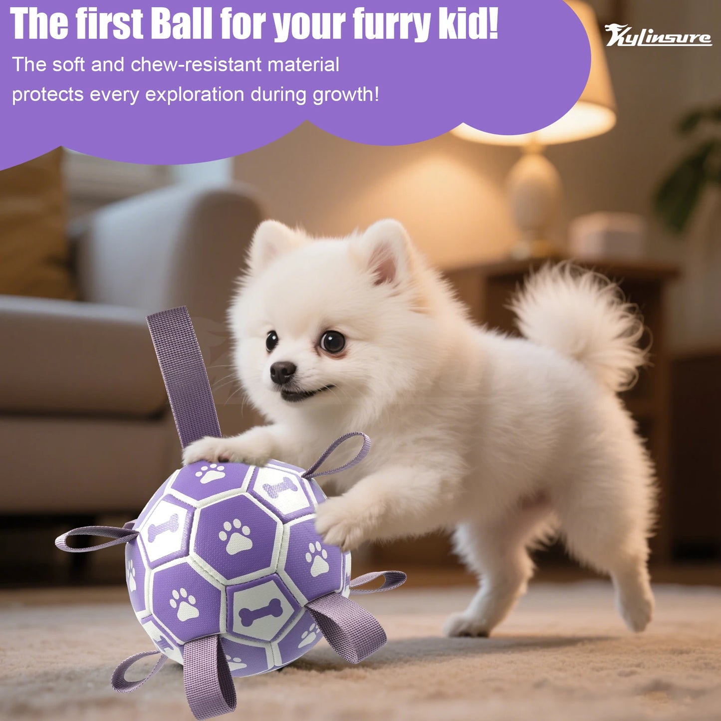 Small Dog Toy Soccer Ball with Straps, Interactive Dog Toys for Tug of War, Puppy Birthday Gifts, Water Toy, Durable Dog Balls