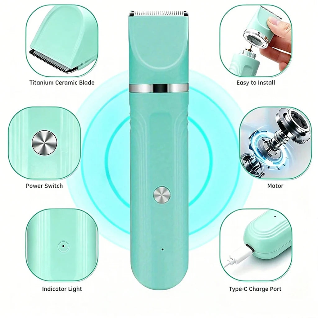 Pet Hair Clipper 4-in-1 Rechargeable Dog Trimmer Kit Cordless Electric Grooming Shaver with Comb Guide for Puppy