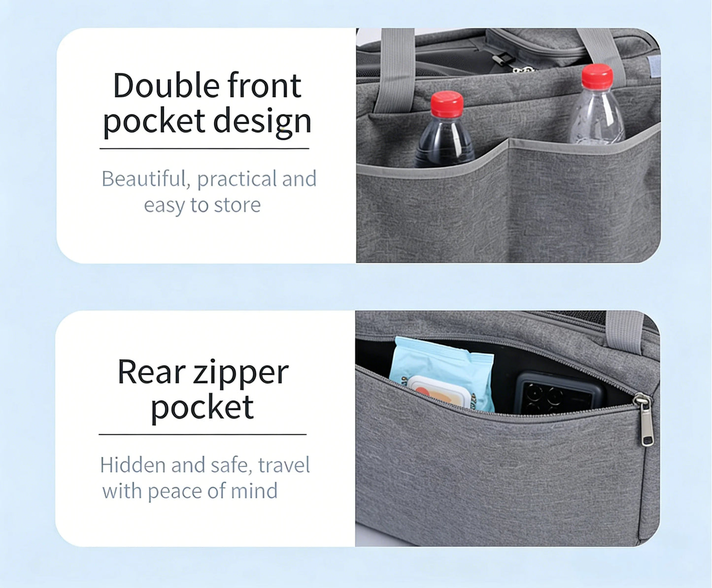 Portable Expandable Small Dog Travel Bag Soft-Sided Transparent Breathable Lightweight Handheld or Crossbody Outdoor Pet Bag Stylish