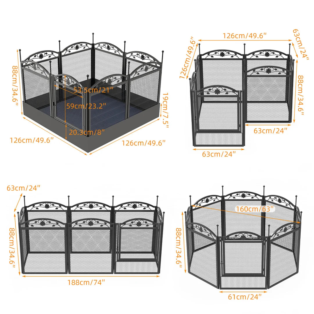 8 Panels DIY Heavy Duty Dog Playpen Pen Outdoor Indoor Dog Puppy Metal Fence with Waterproof Fertility Pad for Whelping, Training