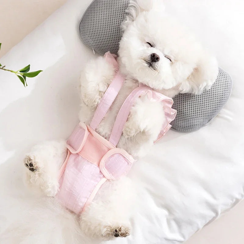 ink Suspender-Style Dog Sanitary Pants - Fashion Diaper Underwear for Small & Medium Girl Dogs