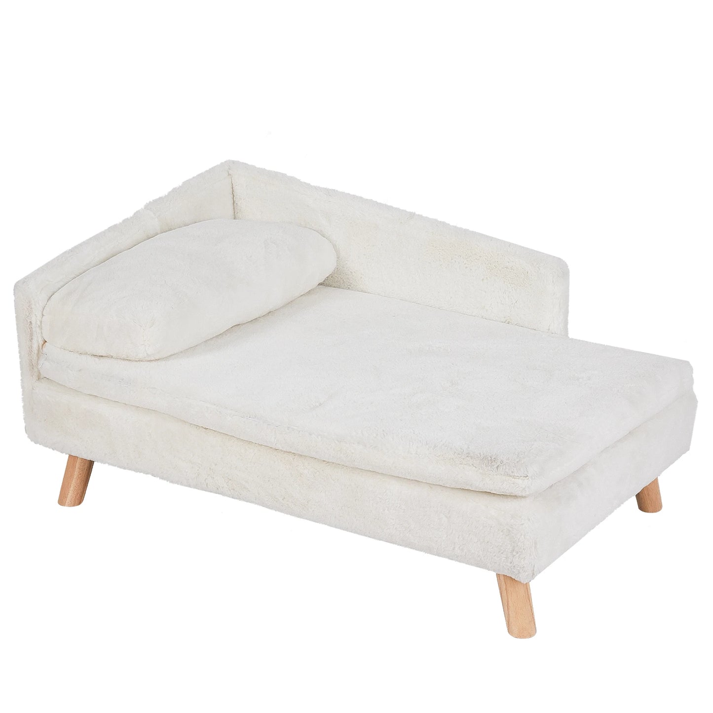 Elevated Bed for Small Dogs, Nordic Pet Bed with Cozy Waterproof Pad, Pet Sofa Bed with Sturdy Wood Legs