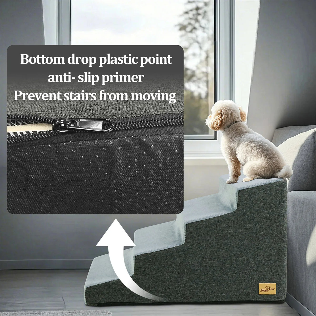 Small Dog Stairs, Ramp, Ladder High-Density Foam Sponge Dogs Sofa Removable and Washable Training Pet Ramp Stairs 3/4/5 Steps