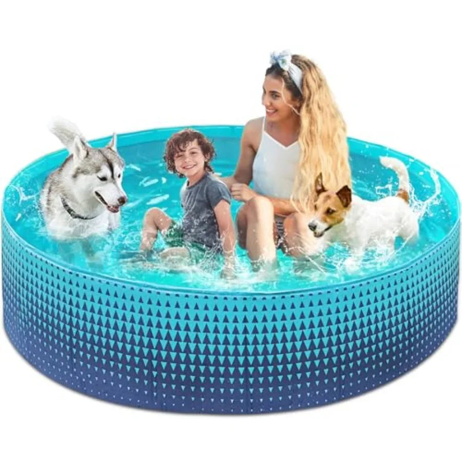 Foldable Dog Kiddie Pool - Hard Plastic Paddling Pool Toddler Baby Swimming Pools for Backyard Collapsible Whelping Box Pet Dog