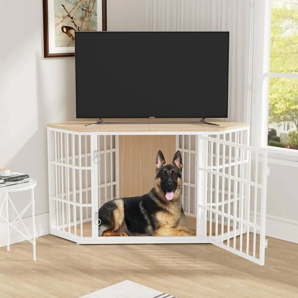 Dog Crate Furniture 52 Inch Wooden Dog Kennel Furniture, End Table Dog Crate or Large Dogs, Indoor Pet Crates Side Table or Dogs