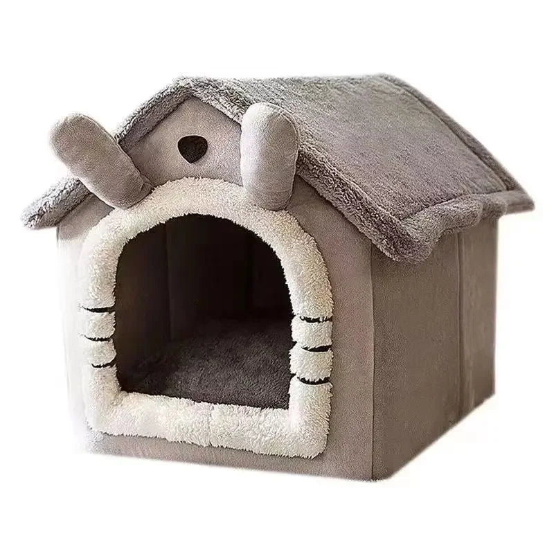 Indoor Warm Soft Pet House Bed Tent & Kennel for Small Dogs, All-Season Use with Removable Washable Cushion